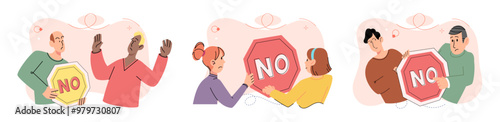 Refuse vector illustration. The denial someones emotions can hinder effective communication and understanding The refusal to acknowledge someones perspective can create barriers in communication