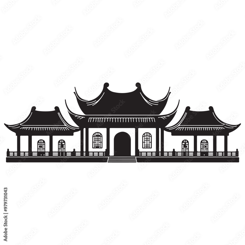 A black and white silhouette of a pagoda tower, Chinese architecture vector, Chinese house black silhouette, Chinese national building pagoda Vector A black and white silhouette of a pagoda tower, Chinese architecture vector, Chinese house black silhouette, Chinese national building pagoda Vector