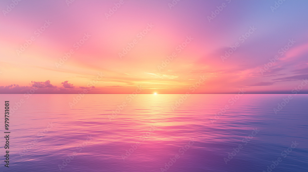 Serene Pink Sunset Over Calm Ocean Horizon Minimalist Scenic View Serene Pink Sunset Over Calm Ocean Horizon Minimalist Scenic View