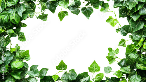 Rectangular frame border made of fresh green leaves nature isolated on transparent background