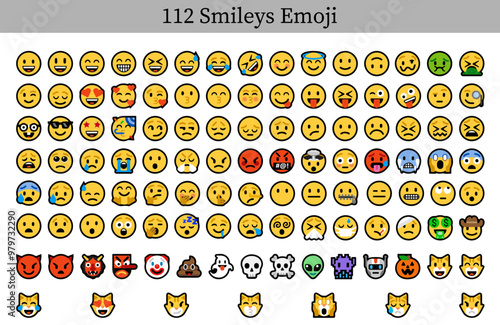 112 smileys emoji vector file transparent background 
