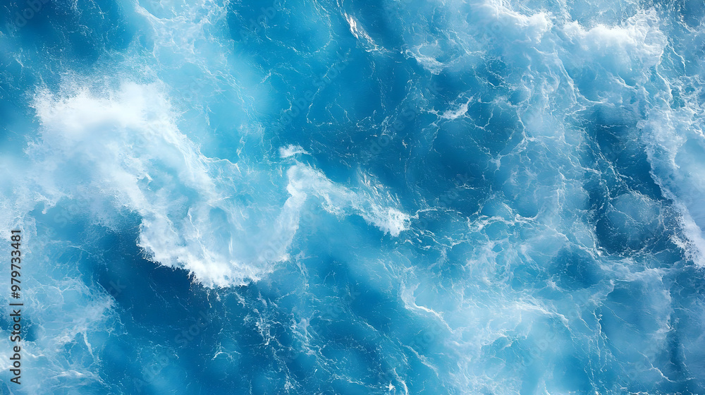 An Aerial View of the Ocean's Surface with Whitecaps and Blue Water, a Natural Abstract Background Texture An Aerial View of the Ocean's Surface with Whitecaps and Blue Water, a Natural Abstract Background Texture