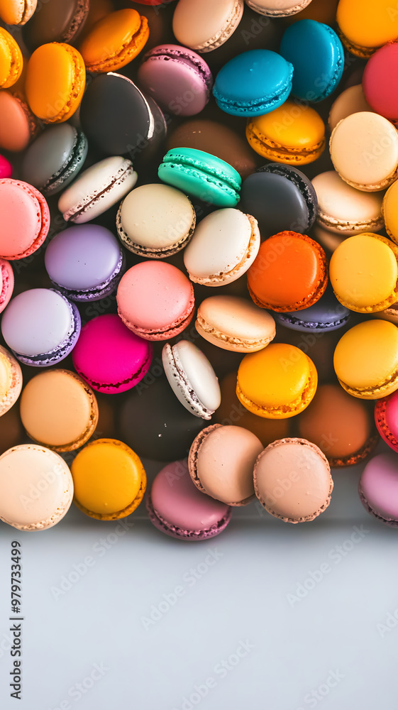 A plate of colorful macarons, each arranged in a circular pattern, creating a kaleidoscope of colors and textures A plate of colorful macarons, each arranged in a circular pattern, creating a kaleidoscope of colors and textures