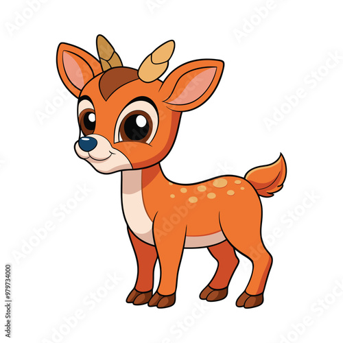 Deer color cartoon vector illustration style design