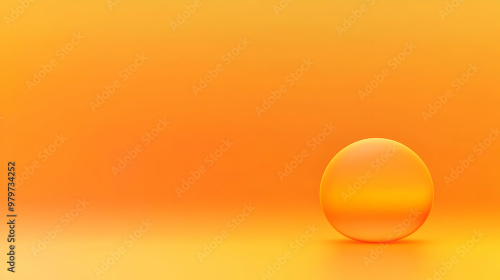 Abstract Orange Gradient Background with a Large 3D Glass Sphere in the Foreground Abstract Orange Gradient Background with a Large 3D Glass Sphere in the Foreground