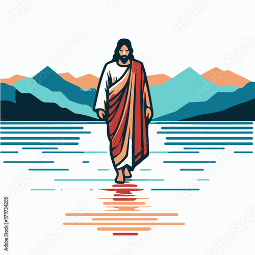 Jesus Christ walking on the waters of the sea