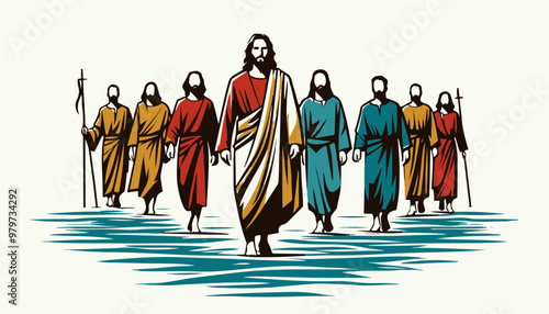Jesus Christ walking on the waters of the sea
