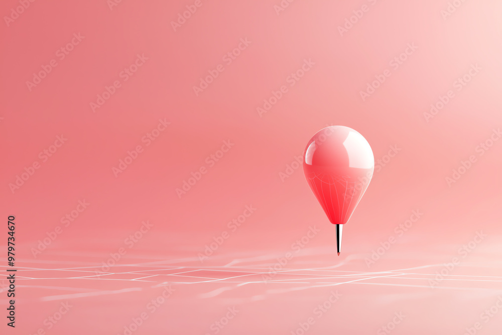 Fototapeta premium A minimalist pink marker on a soft background, representing location and navigation concepts in a modern style.
