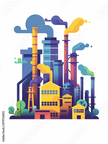 Multi colored heavy industry illustation. photo