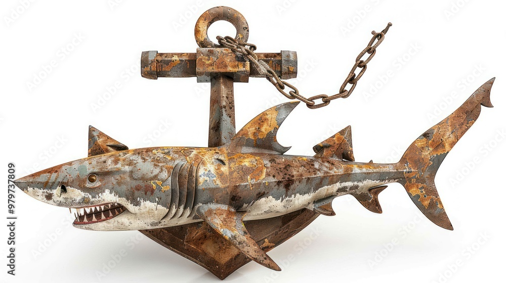 Fototapeta premium Rusty Shark Anchor Sculpture