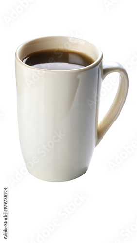 White coffee cup filled with black coffee on a black background, hot beverage and morning refreshment. photo