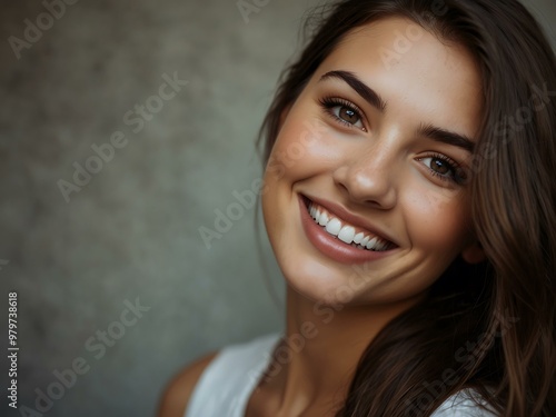 Happy brunette smiling at the camera.