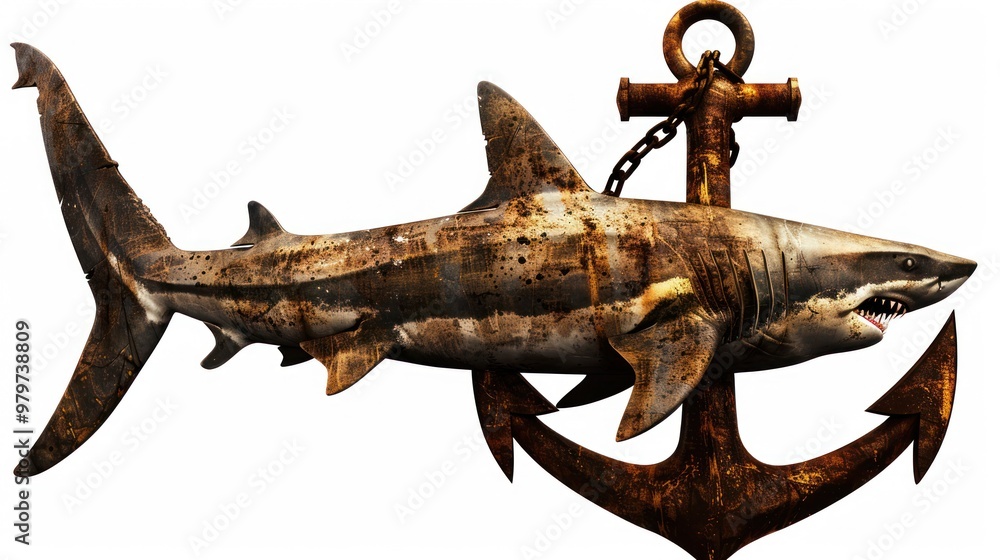 Obraz premium Rusted Shark and Anchor