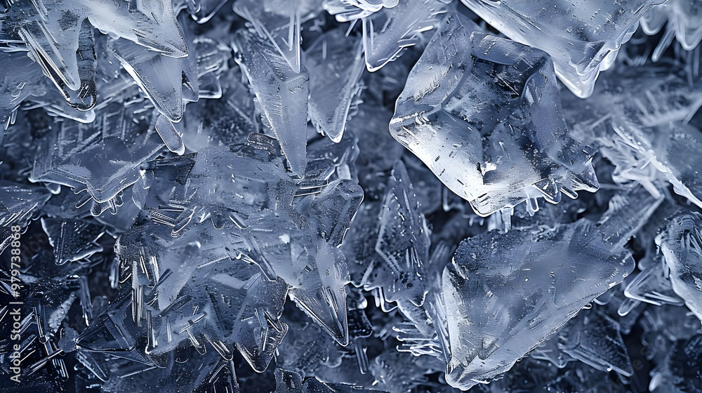 Macro Photography of Ice Crystals, A Close-Up View of Delicate Frozen Water Structures, Shimmering with Light Macro Photography of Ice Crystals, A Close-Up View of Delicate Frozen Water Structures, Shimmering with Light