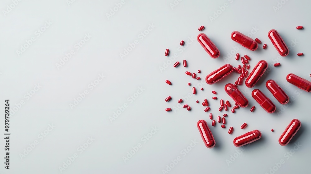 Capsules breaking open with probiotic bacteria swirling inside, aiding digestion and gut flora Capsules breaking open with probiotic bacteria swirling inside, aiding digestion and gut flora