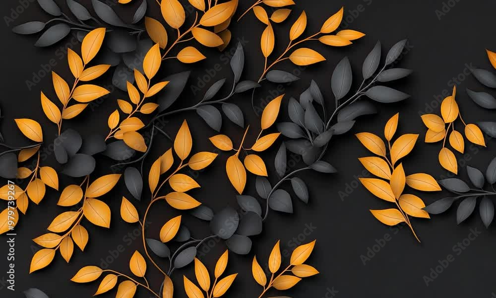 A striking display of orange and black leaves artistically arranged on a dark background showcases the beauty of autumn. Discover the charm of seasonal foliage and texture A striking display of orange and black leaves artistically arranged on a dark background showcases the beauty of autumn. Discover the charm of seasonal foliage and texture