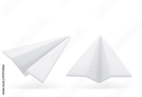 Free Download 3D Cartoon Paper Plane in White Color Isolated on White Background. Icon of Social Networks.Vector Illustration of 3d Render. - GFXLoad