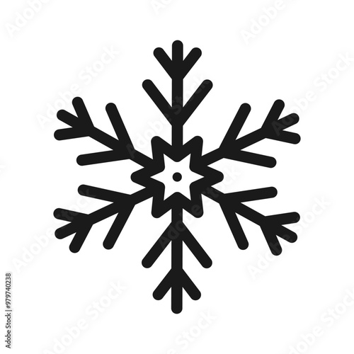 Snowflake thin line icon.Frozen sign.Decorative element for Christmas and New Year holiday.Transparent background.Editable stroke.Simple black line snow icons.Vector illustration EPS 10