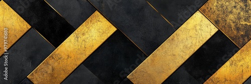 Wallpaper Mural Abstract Gold and Black Chevron Pattern, symbolizing luxury, elegance, modern design, geometric art, and sophistication. Torontodigital.ca