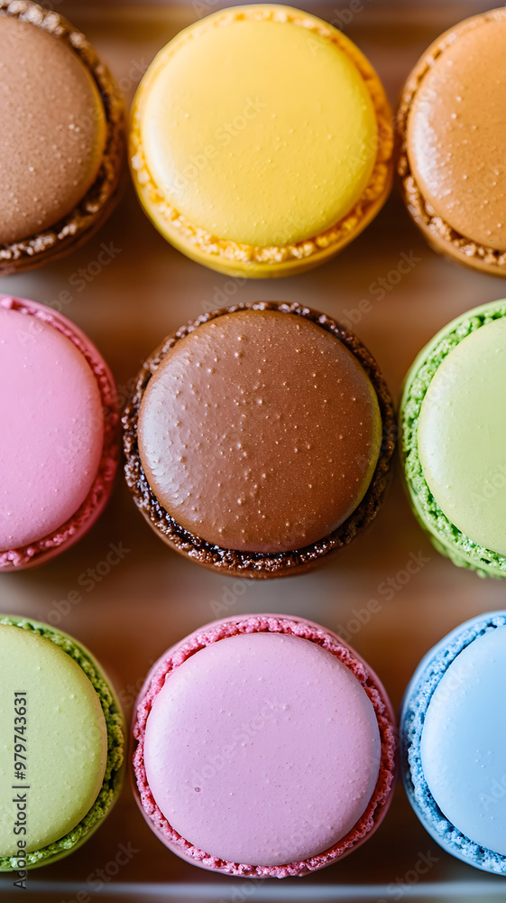 A plate of colorful macarons, each arranged in a circular pattern, creating a kaleidoscope of colors and textures A plate of colorful macarons, each arranged in a circular pattern, creating a kaleidoscope of colors and textures