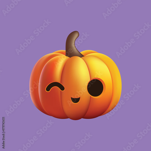 A cartoon pumpkin with a smile on its face
