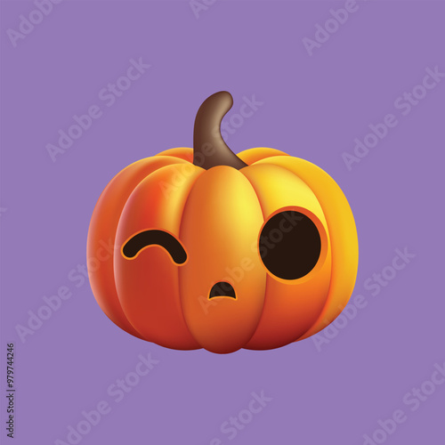 Cartoon pumpkin with a sad expression on his face