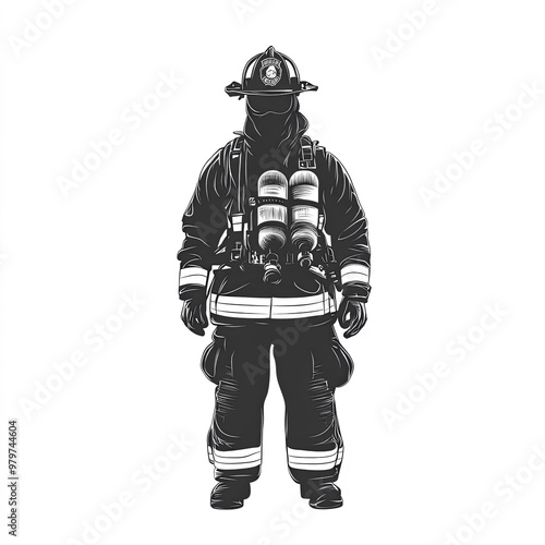 Firefighter Silhouette, Ill...