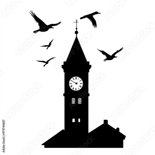 Clock Tower Silhouette, Ill...