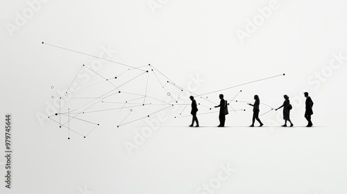Wallpaper Mural Silhouettes of people walking in a connected network representing collaboration, growth, and communication in the digital age. Torontodigital.ca