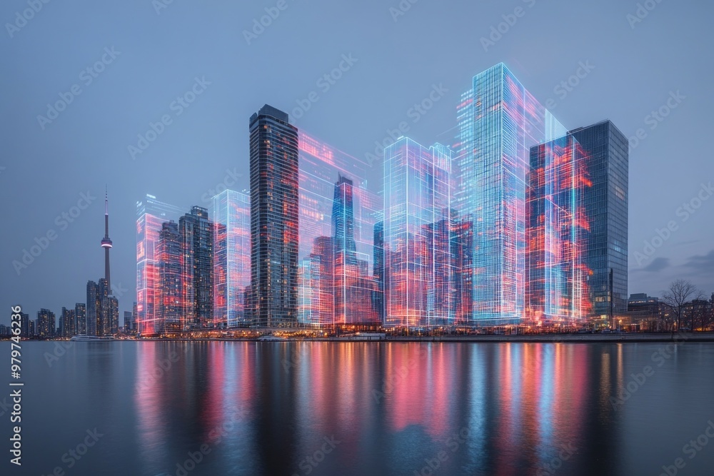 Fototapeta premium City of Twins, Digital Twin Technology