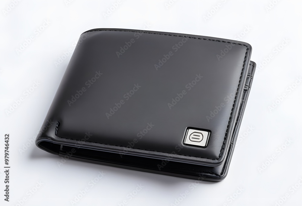 New black wallet of genuine cattle leather. Isolated on white background. Close-up shot
New black wallet of genuine cattle leather. Isolated on white background. Close-up shot