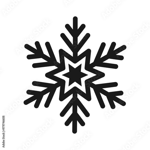 Snowflake thin line icon.Frozen sign.Decorative element for Christmas and New Year holiday.Transparent background.Editable stroke.Simple black line snow icons.Vector illustration EPS 10