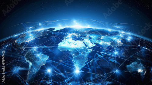 Emerging digital technology through global communication network connectivity.