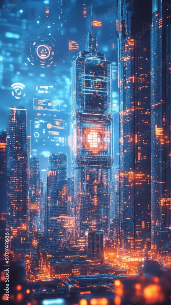 Obraz premium City of Twins, Digital Twin Technology