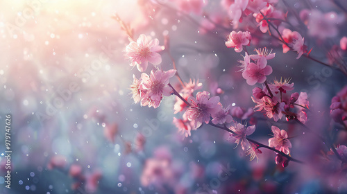 Blur spring flowers background. Pink blossom flowers background. Blossom in spring