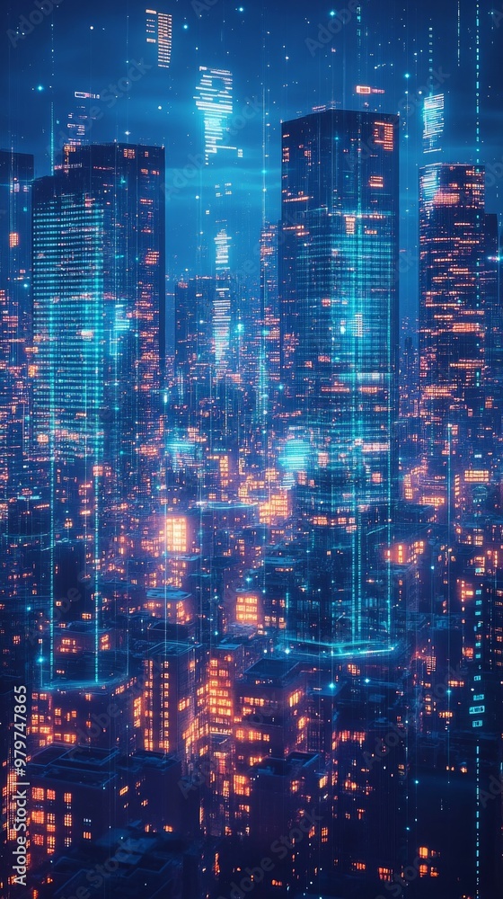 Fototapeta premium City of Twins, Digital Twin Technology