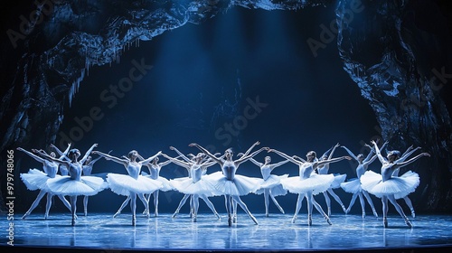 Ballet Performance on Stage with Dramatic Lighting
