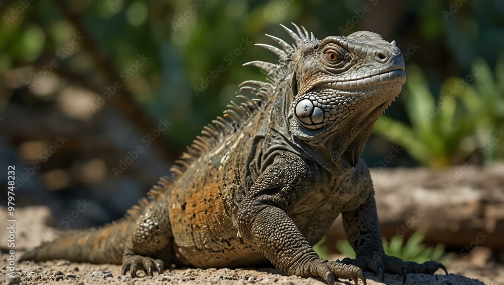 Iguana in its natural environment, full body. Iguana in its natural environment, full body.