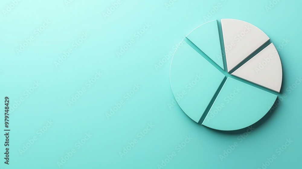 3D circular chart with expanding segments, visualizing growth in market share 3D circular chart with expanding segments, visualizing growth in market share
