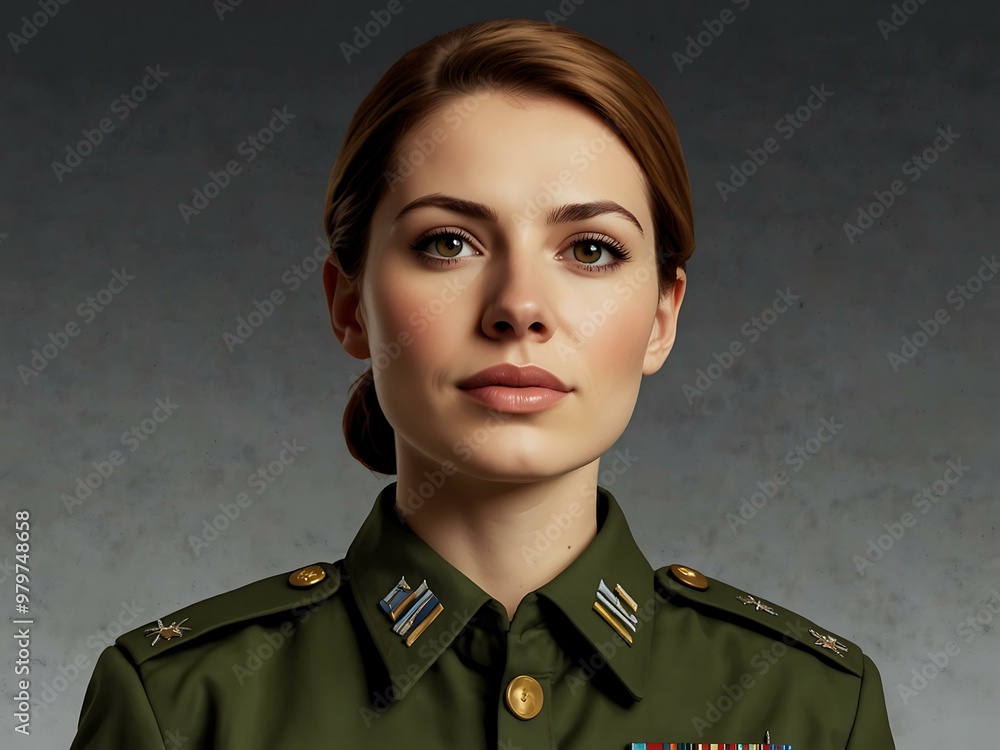Illustration of a female military officer. Illustration of a female military officer.