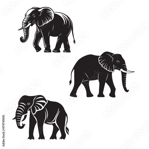 vector of black silhouette of elephant