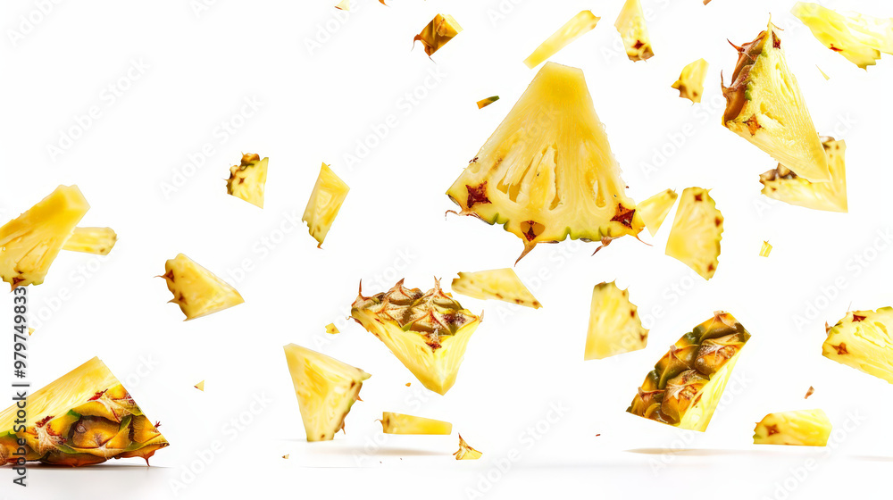 Fototapeta premium pineapple slices on white background