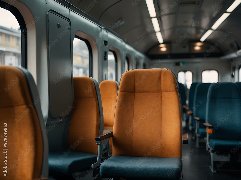 Interior of a German regional train with empty seats. Interior of a German regional train with empty seats.