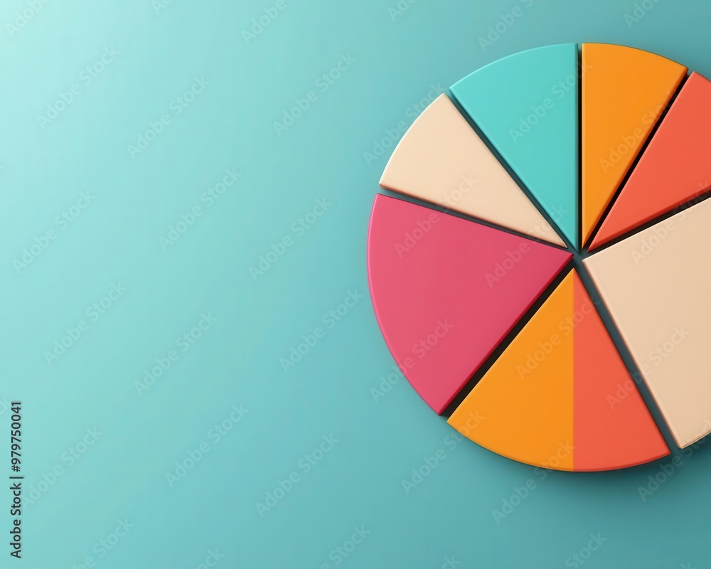 Fototapeta premium 3D pie chart with glowing segments expanding, representing growing market analysis