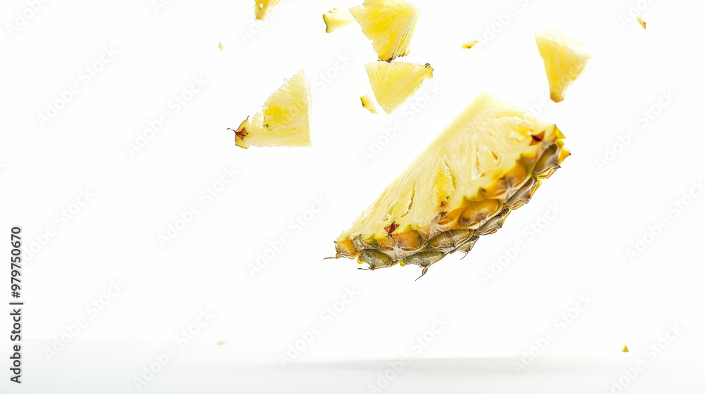 Naklejka premium pineapple slices on white background