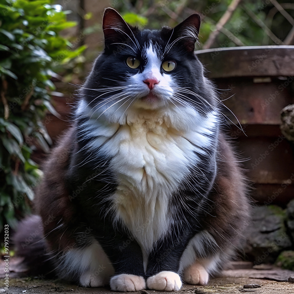 Obraz premium Big, beautifull, happy and black-white cat