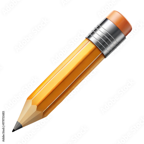 Yellow pencil with eraser isolated on black background, symbolizing writing and creativity. photo