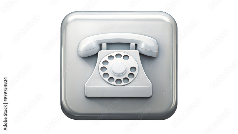 Square rotary phone icon isolated on black, symbolizing communication and retro technology. Square rotary phone icon isolated on black, symbolizing communication and retro technology.