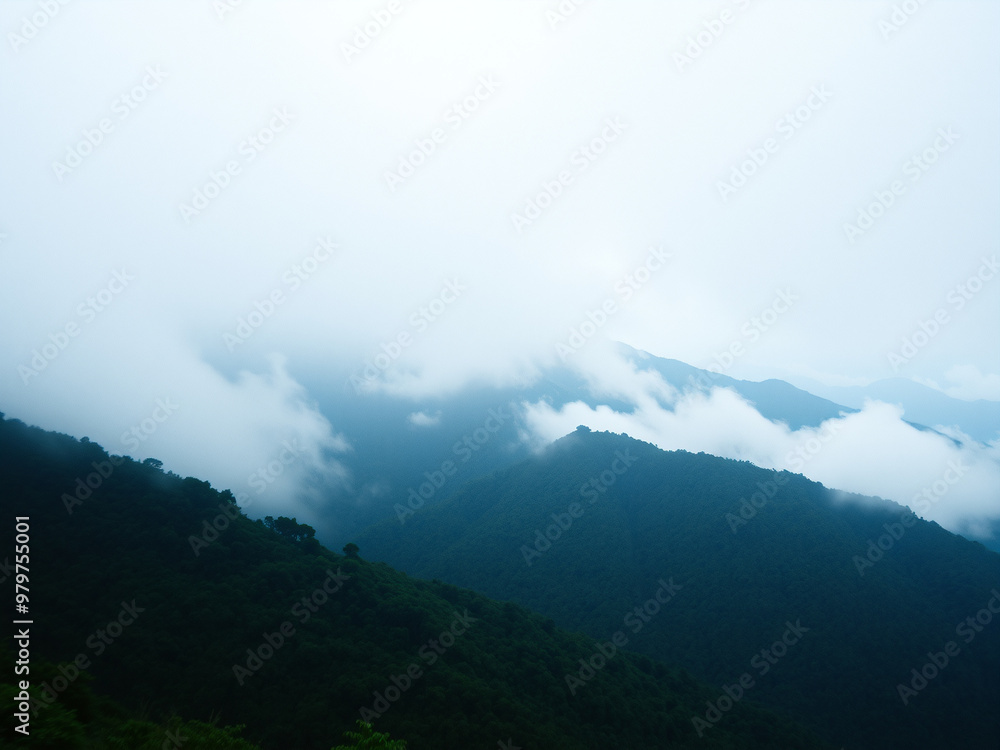 Scenic Mountain Landscape with Fog Scenic Mountain Landscape with Fog