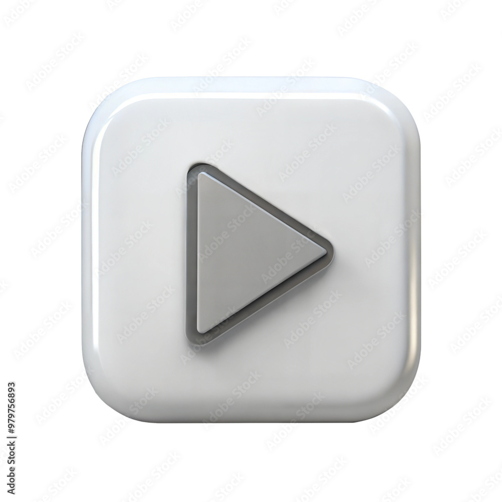 3D square play button icon on black background, symbolizing digital media control and playback. 3D square play button icon on black background, symbolizing digital media control and playback.